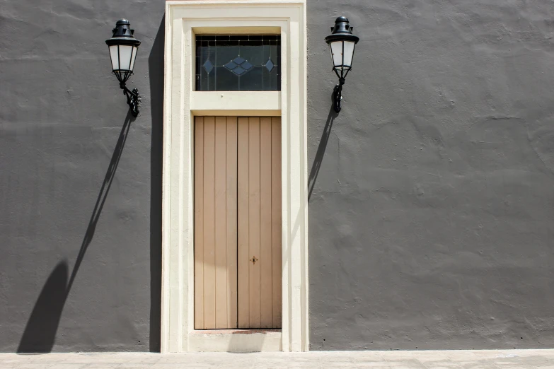 an open door and a black light outside