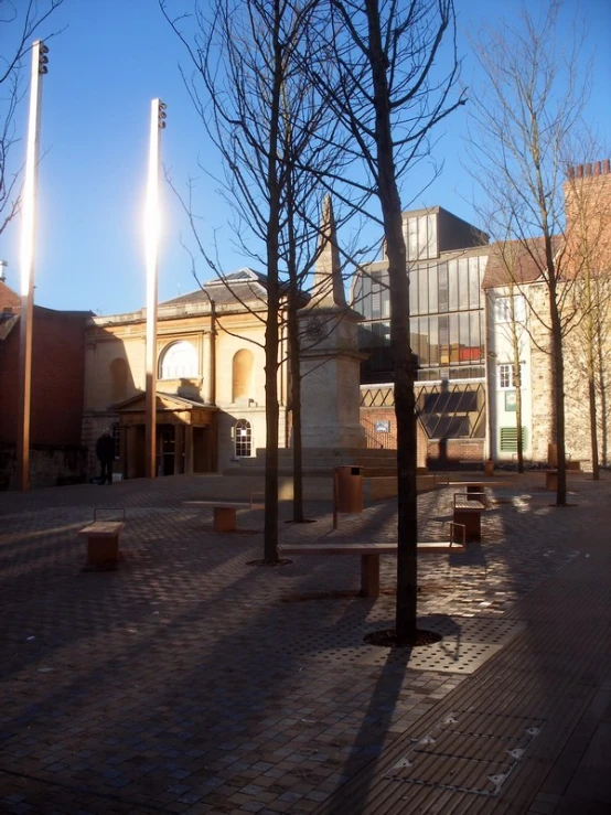 the city is empty during a sunny day