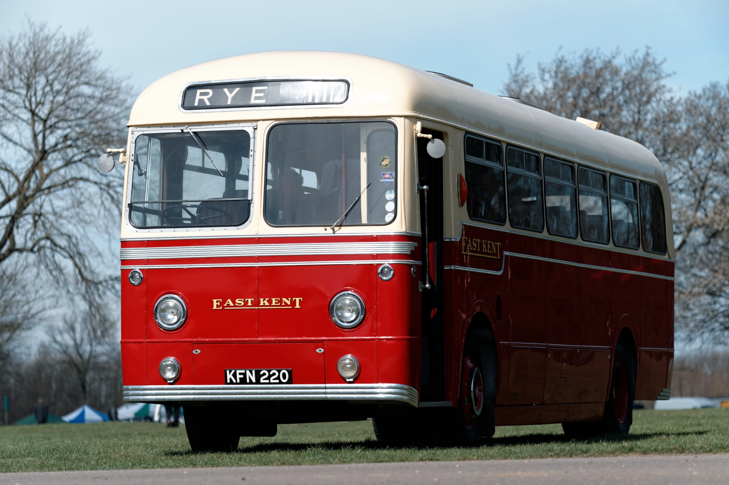 the old bus is on display at the event