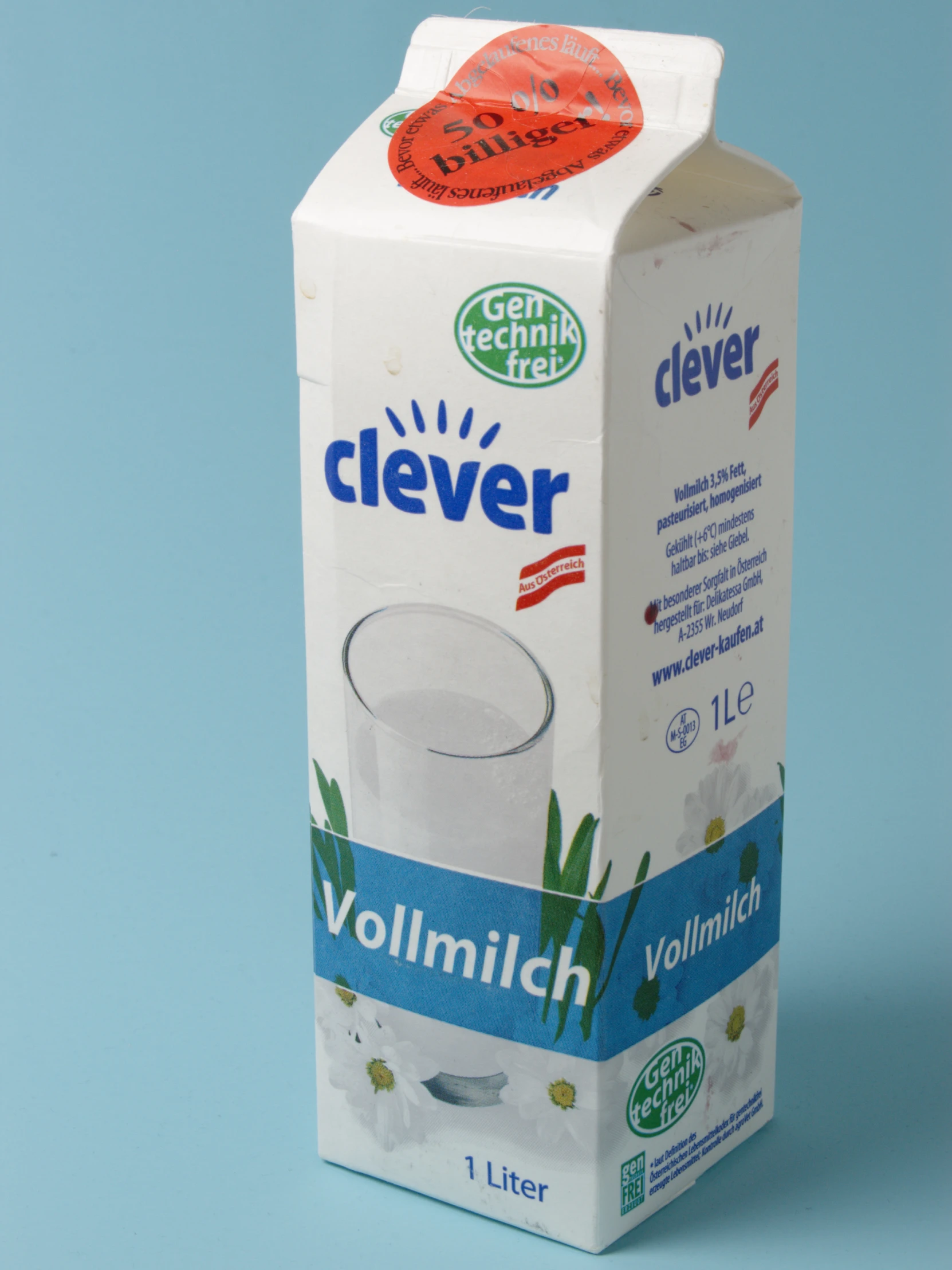 a carton of cleverly made dairy with the word cliver printed on it