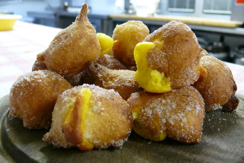 there are plenty of powdered sugar coated donuts