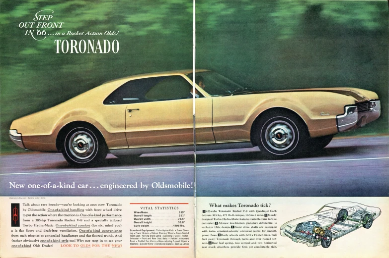 a car in the front and back pages of an advertising for a torxcelade