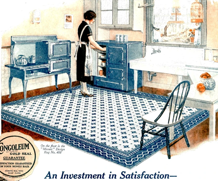 the advertit shows a woman pulling up a tray that contains a stove