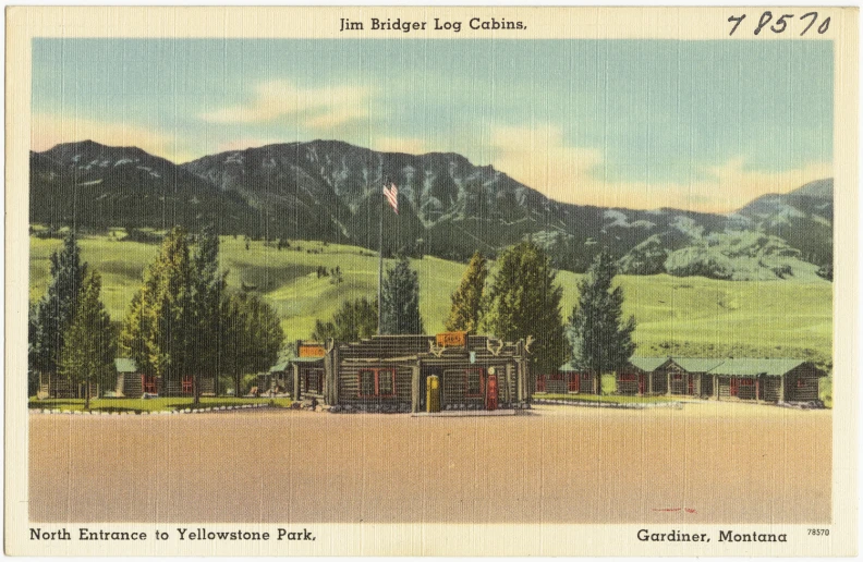 the old postcard shows the view of the valley