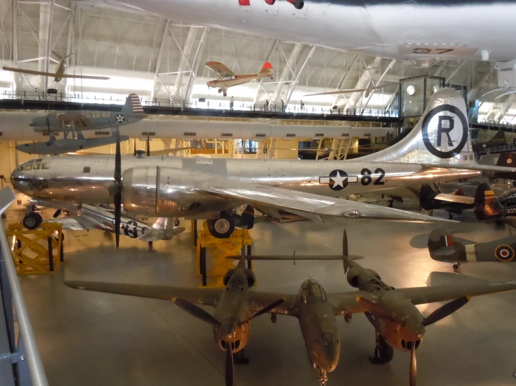 an airplane is displayed in the air museum