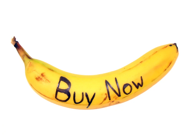 a banana with an buy now tag on it