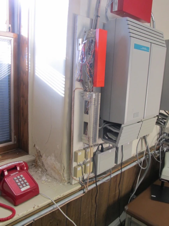 electrical equipment inside a house with sunlight streaming through the window