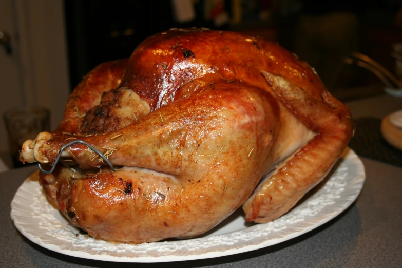 a close up of a turkey on a plate