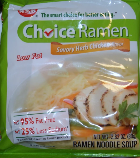 a bag of chicken ramen with noodles in it