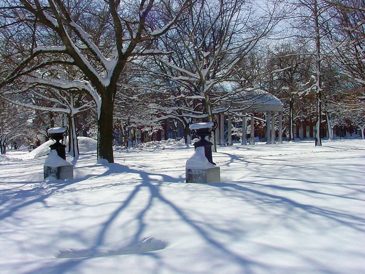 a person is using a hat while standing on benches