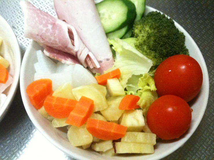 two plates with different types of vegetables on them