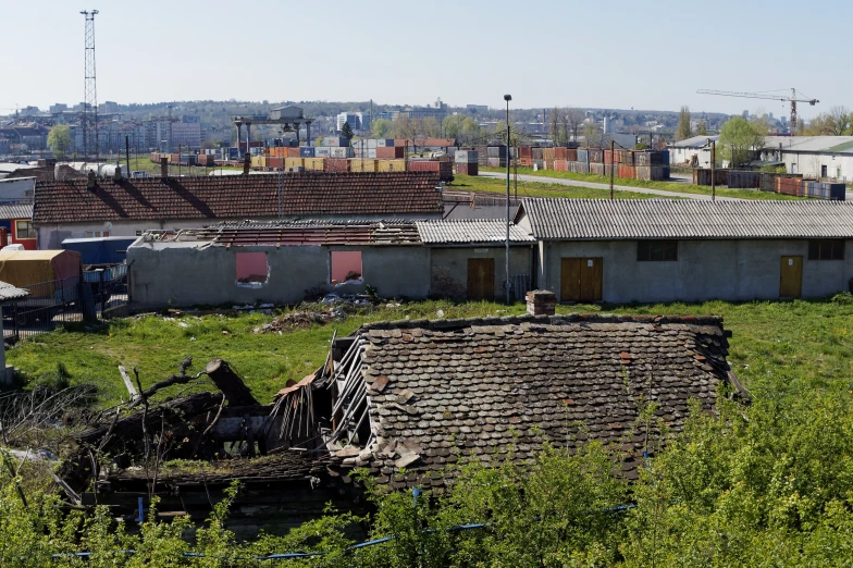 an image of buildings that have been vandalized