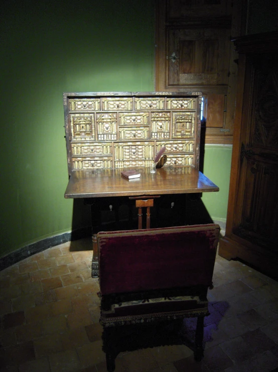 a large ornate desk in the middle of a room