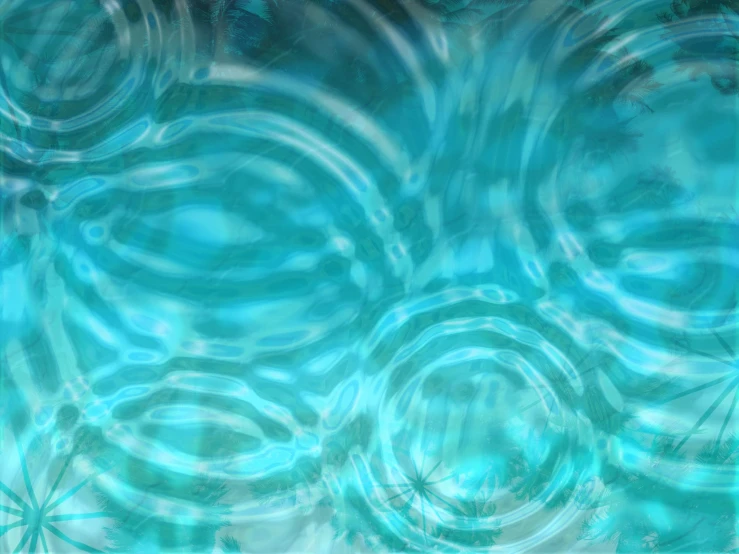 a green, blue, and black background with circular, circles in the water