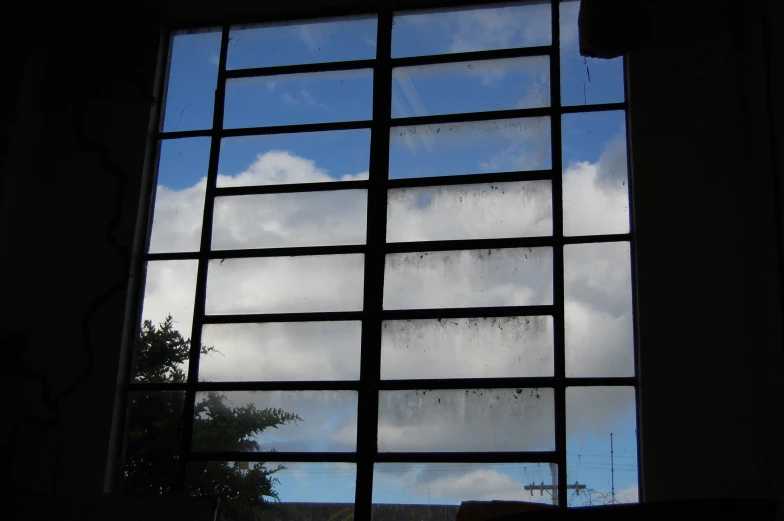 the sky is very cloudy and rain is coming through the window