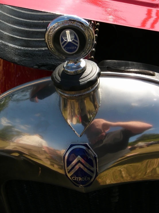 closeup of an emblem on the side of a car