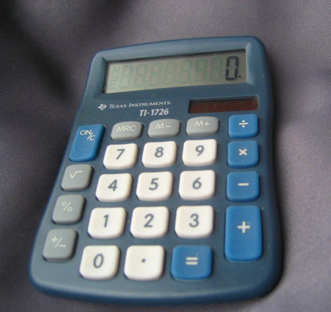 a calculator that has numbers and symbols on the display