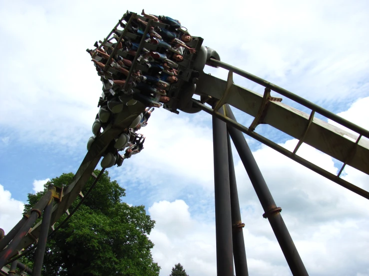 there is a roller coaster at the park