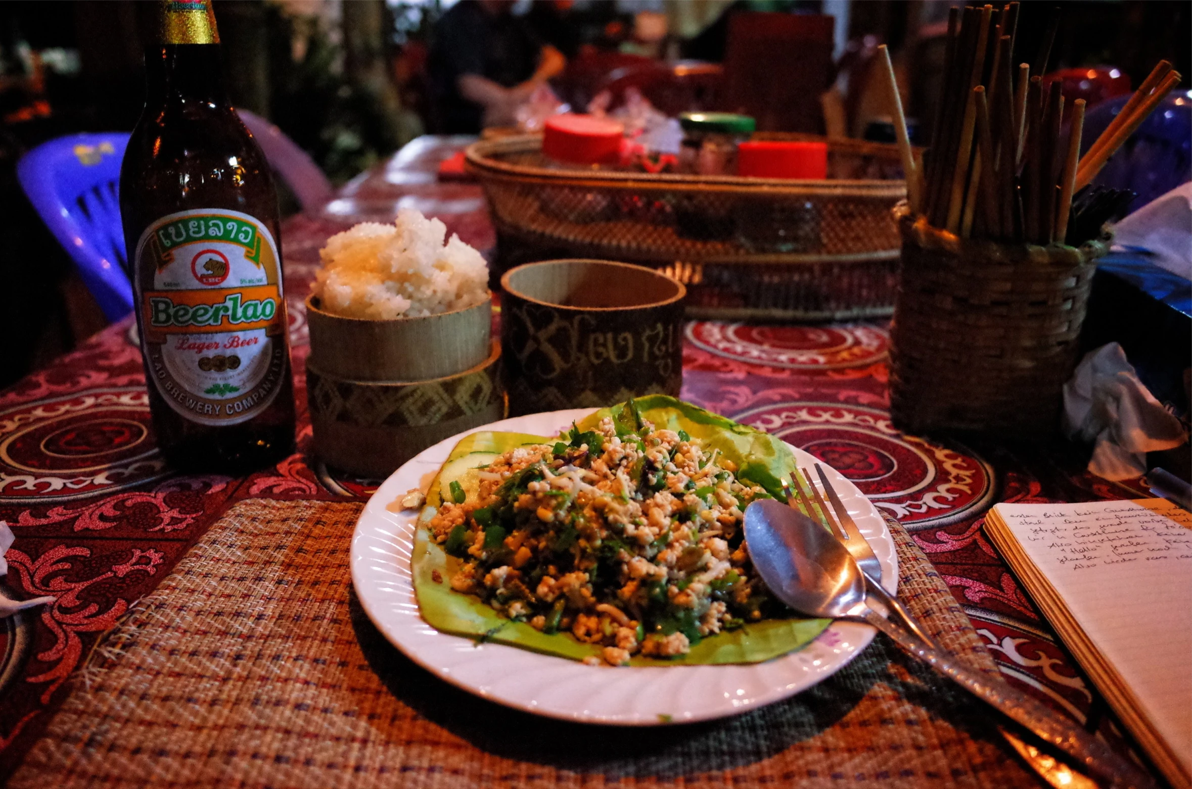 a close up of a plate of food on a table