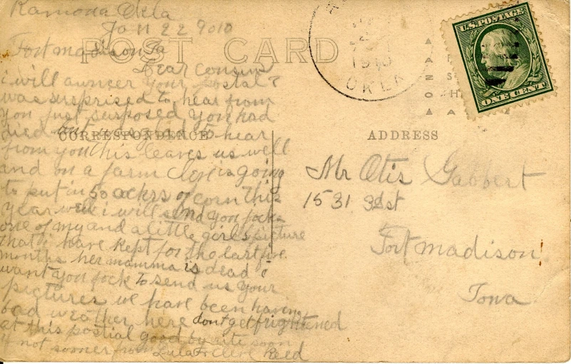 an envelope with stamps on it containing letters