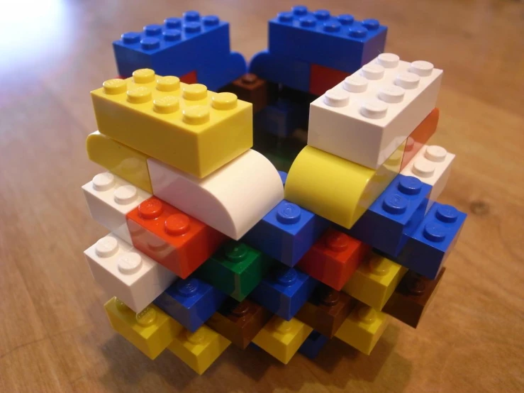 the top view of a small lego brick tower