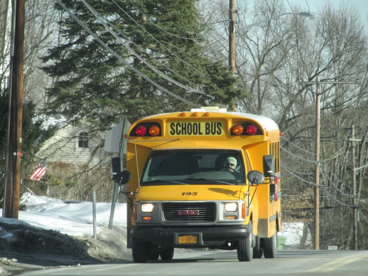 a school bus on the side of the road
