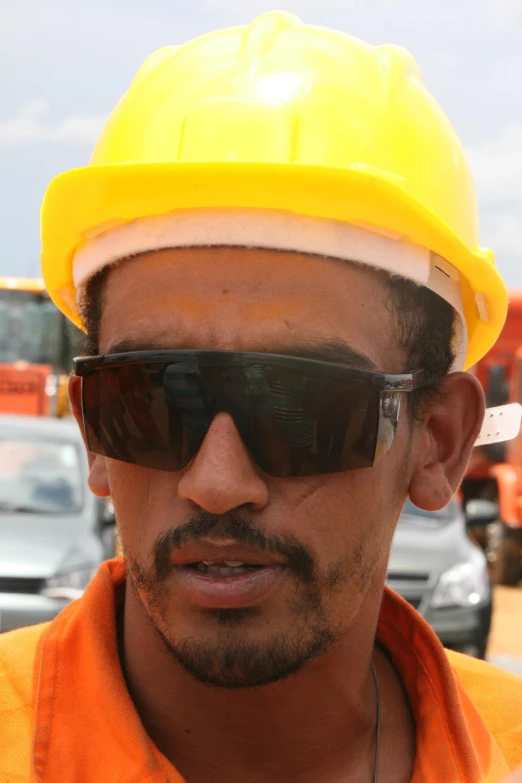 a close - up of a construction worker's hat