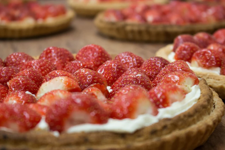 several pies arranged on top of each other,