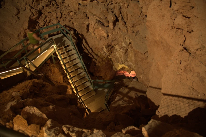 some stairs in a rocky area with no people around