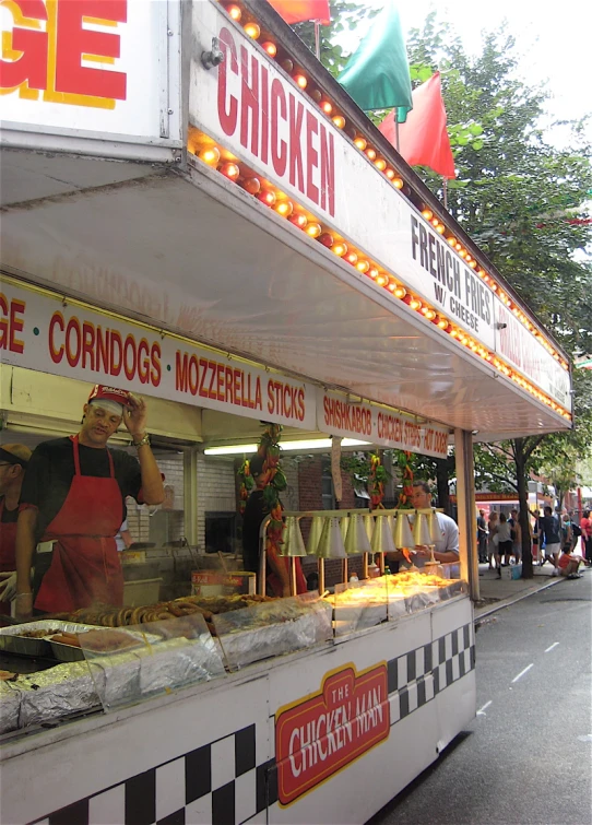 the food stand is being prepared for customers