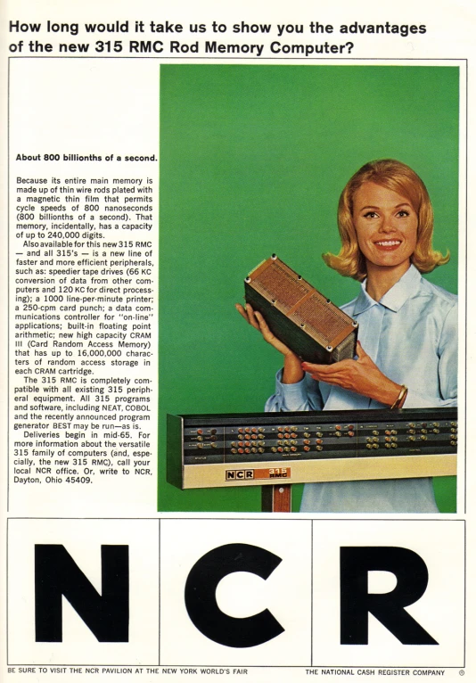 an advertit of a woman holding a computer and a mouse