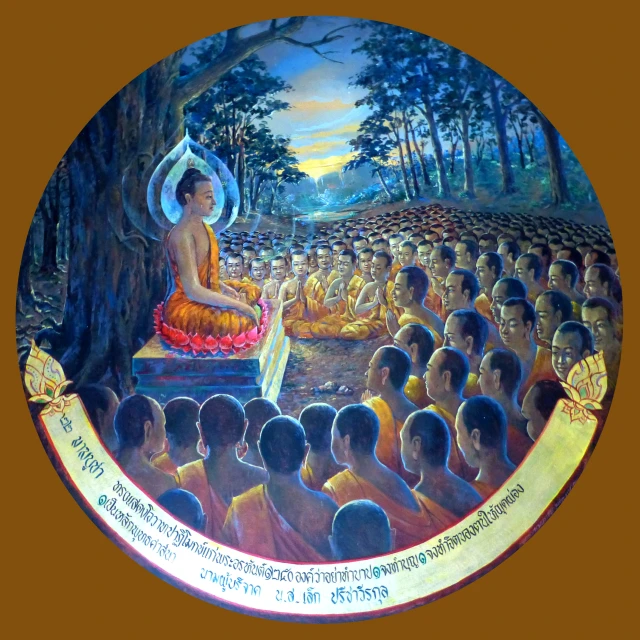 a painting in an indian style shows an image of buddha
