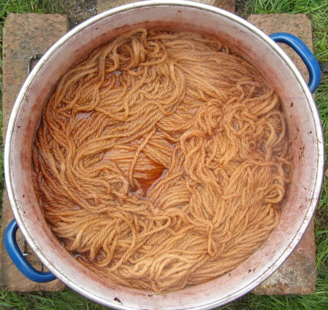 a big pot filled with some very pretty noodles