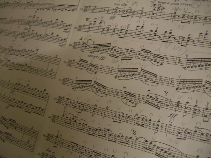 sheet music with musical notes of all types