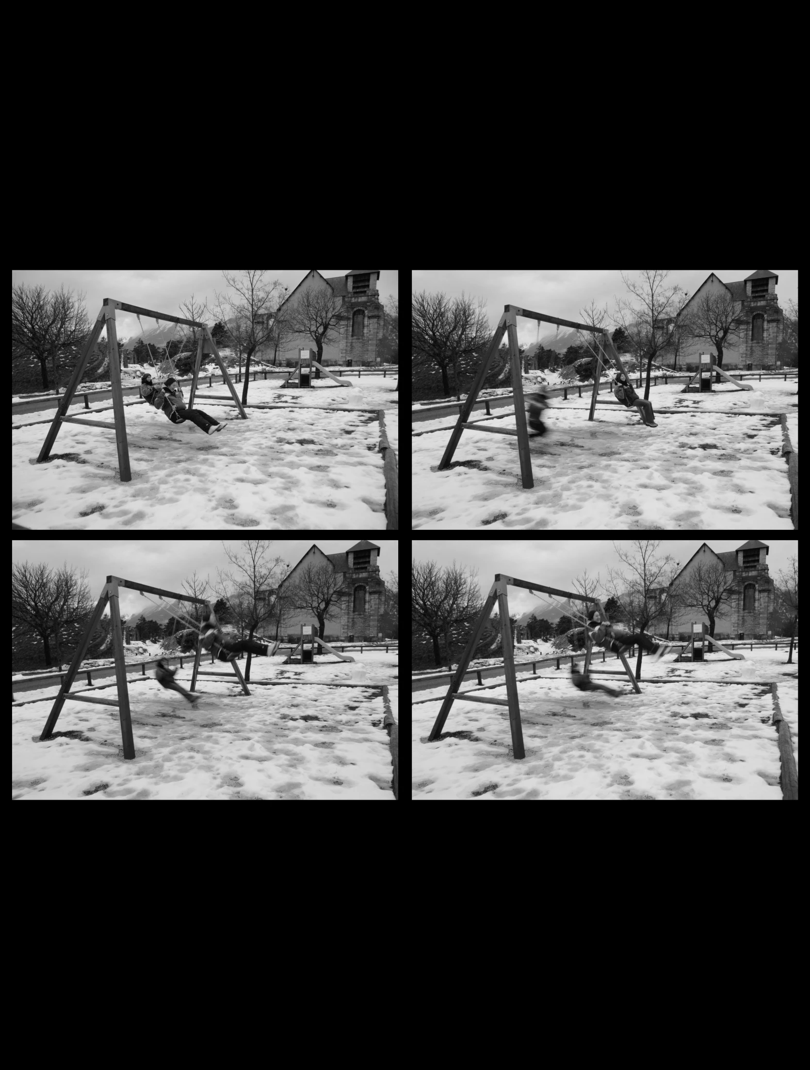 black and white pographs of a snow covered field