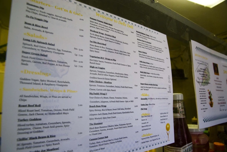 some food and drink menus on the counter