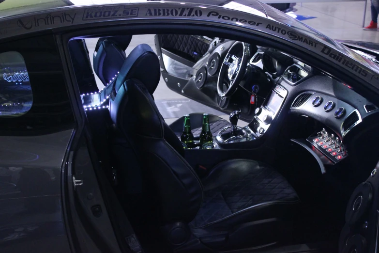 an interior view of a car with its dashboard and driver