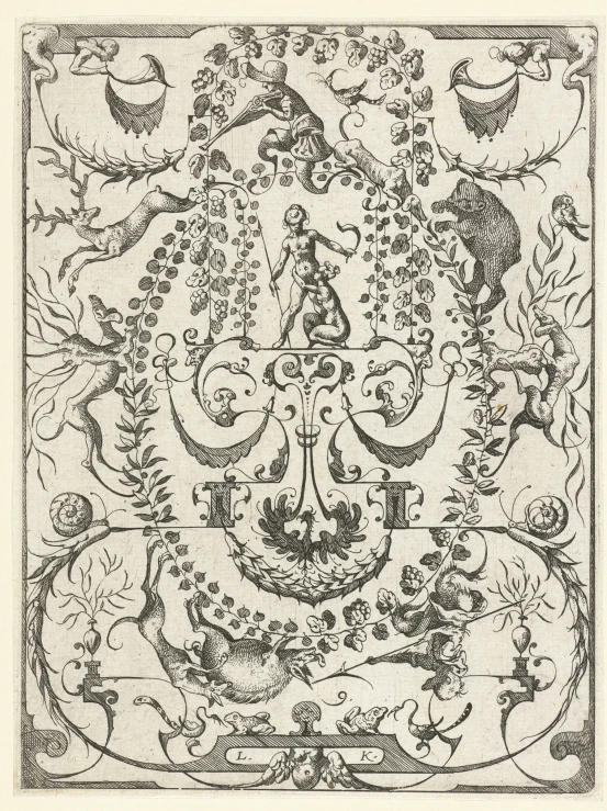 an elaborate pattern with flowers and leaves