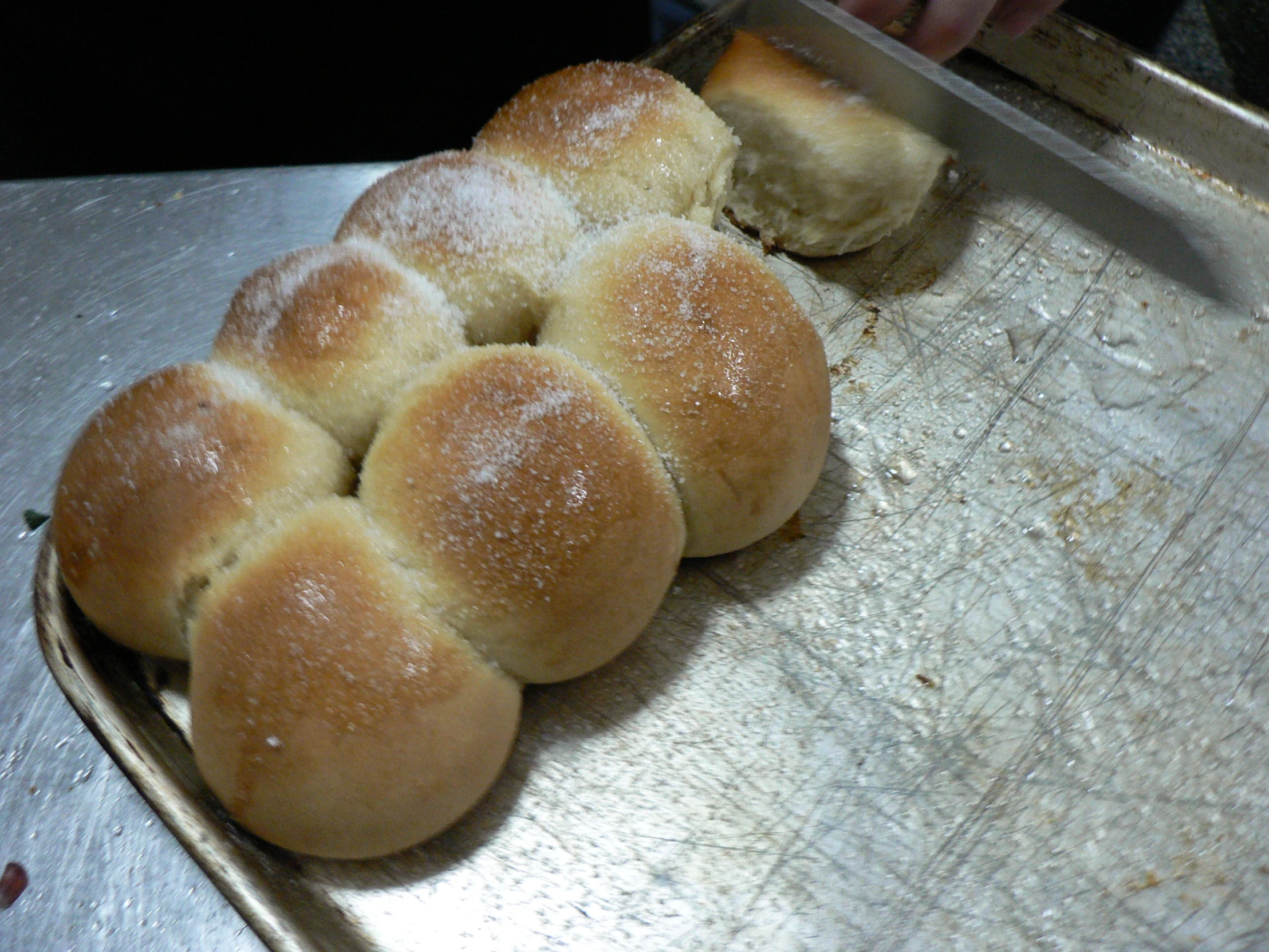 a freshly baked bun sitting on top of a table