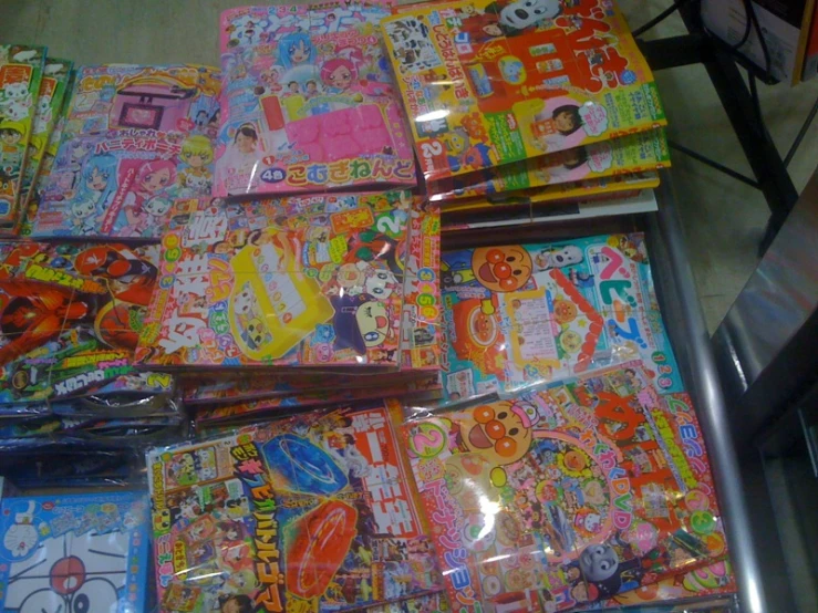 large amount of japanese stationery items displayed in plastic bags