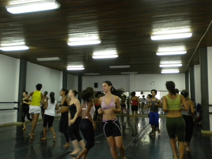 women in a dance class exercising for a sport