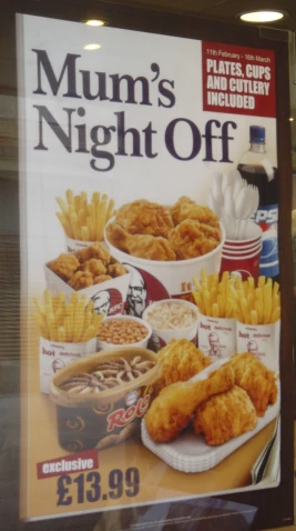a restaurant ad for the night off with some chicken nuggies