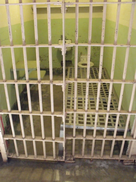 a  cell with two toilets in the back
