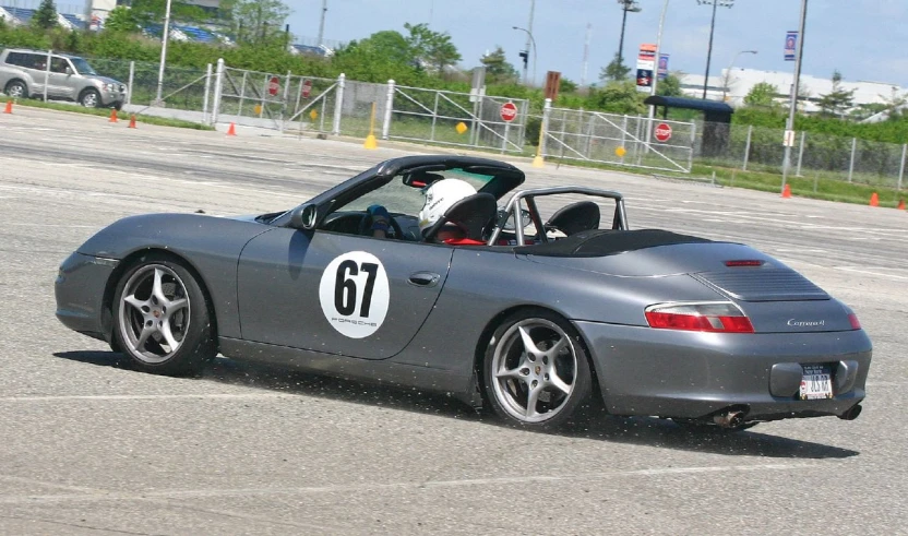 a sports car with a number on the side