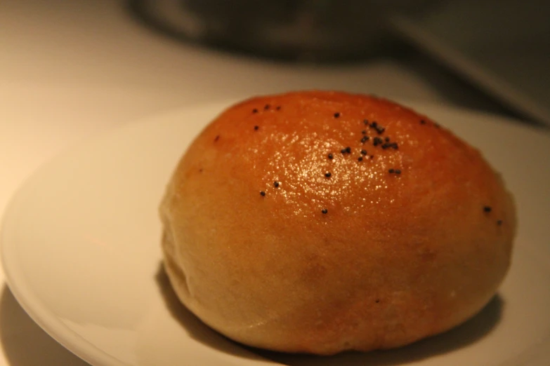 a round orange sits on a white plate