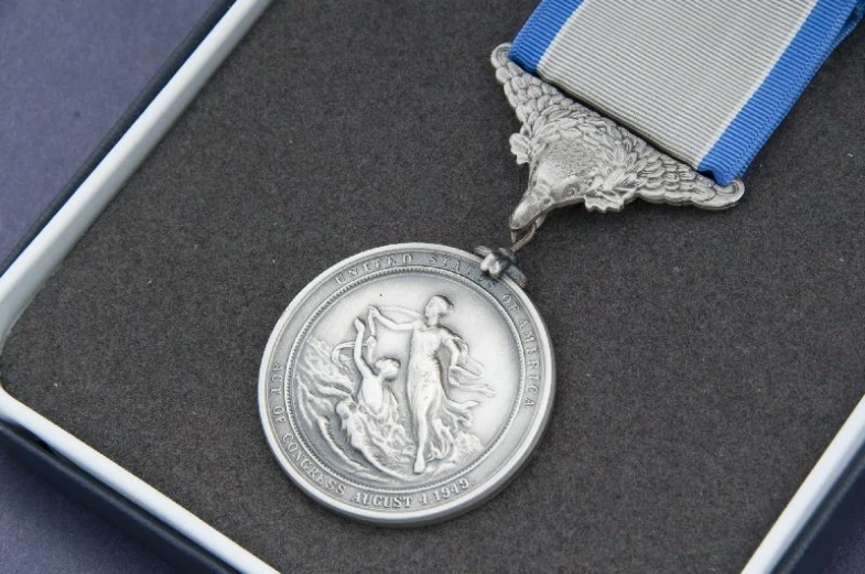 an award medal is displayed for the winner