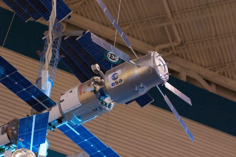 an overhead s of an airplane on display in a building