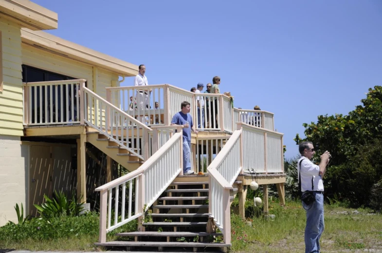 some people on a set of stairs outside