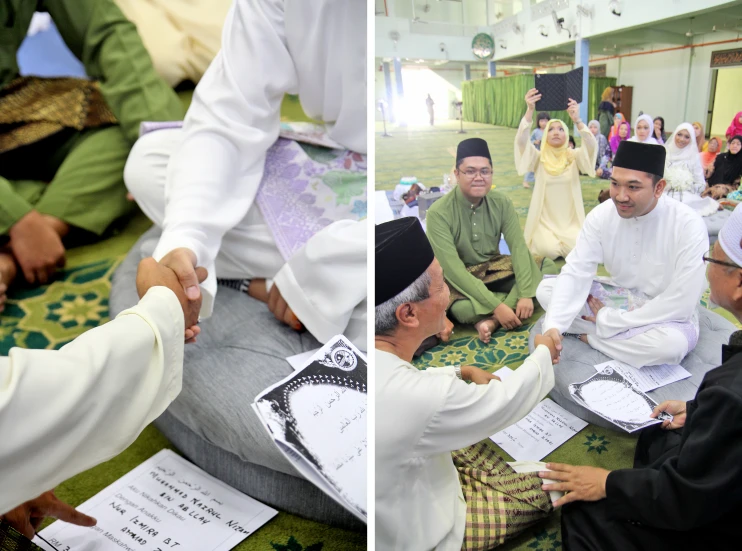 the wedding ceremony in progress between grooms