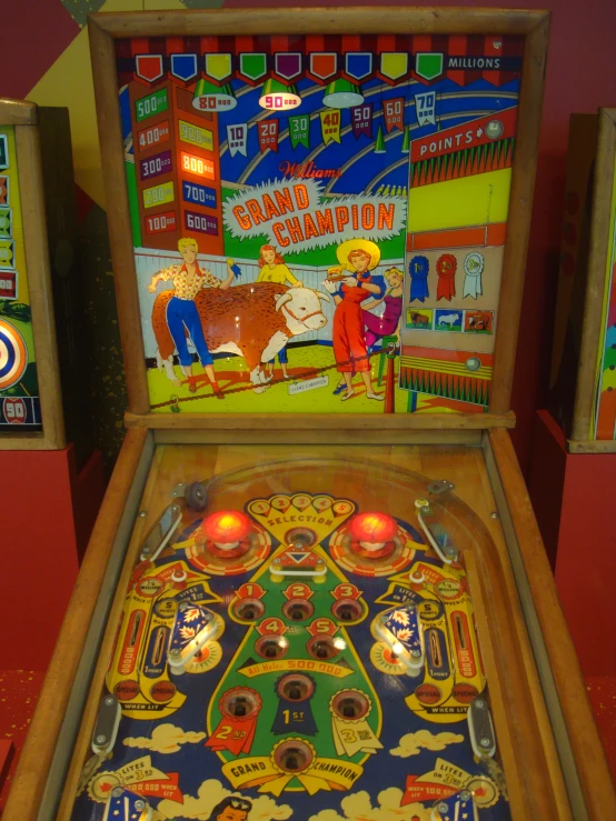 an old school pinball machine on display